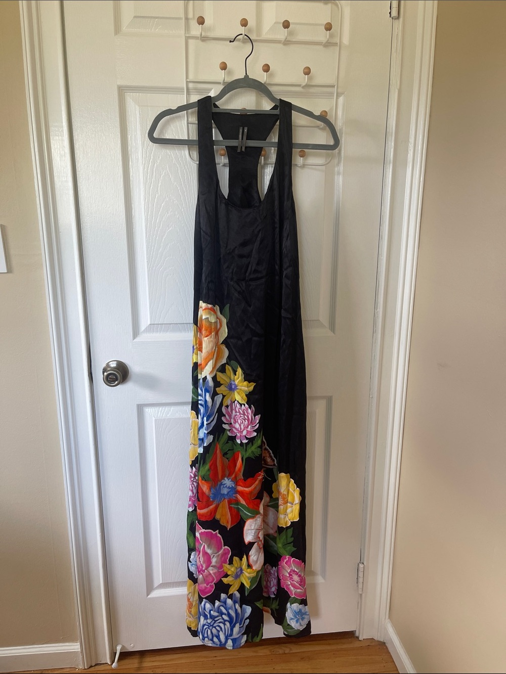Anthropologie Black Maxi Dress with Multicolor Floral Print